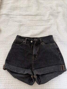 BDG High-Rise Black Rolled-Hem Denim Shorts